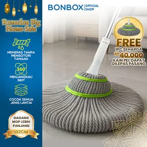 【NEW PRODUCT】BONBOX Alat Pel Putar Otomatis 2 in 1 FREE 1 REFILL Magic Twist Mop Pel Lantai Peras Otomatis BCT3802A