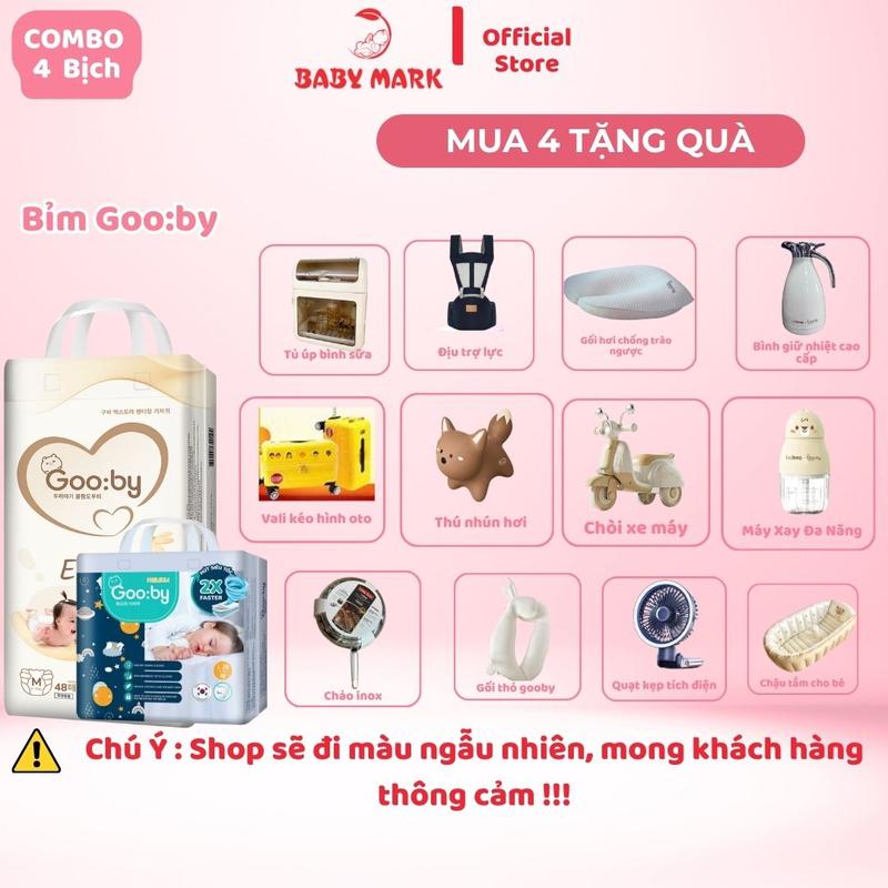 Gooby [4 Bịch] Tã/bỉm  Ngày Và Đêm Siêu mỏng mềm mại, chống tràn, an toàn, siêu thấm hút size NB/S/M/L/XL/XXL/XXXL