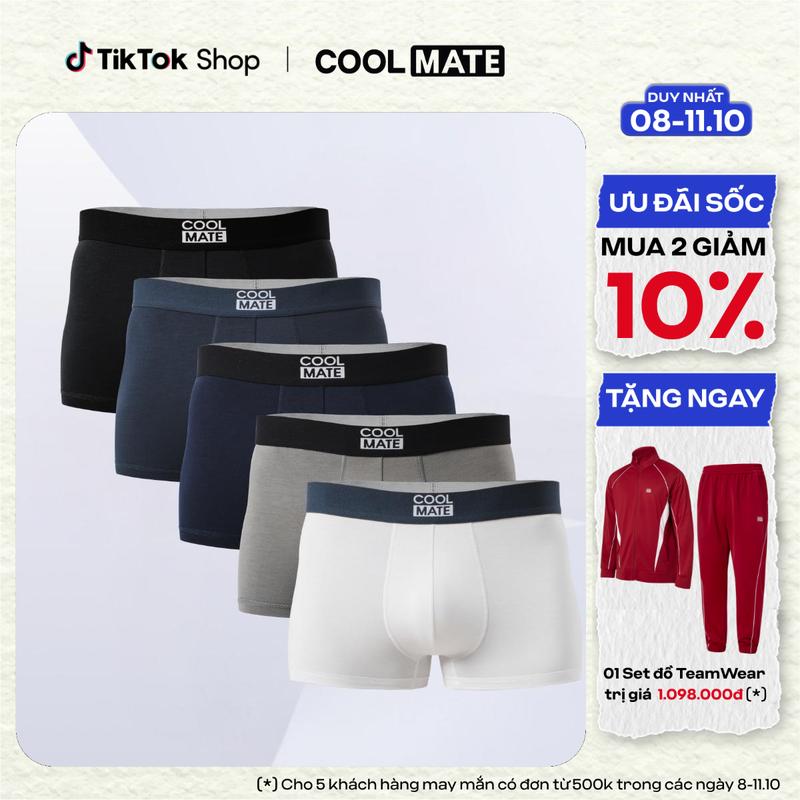 [Underwear] Combo 5 Quần lót nam Trunk Bamboo co giãn, thấm hút, kháng khuẩn - Boxer - Coolmate