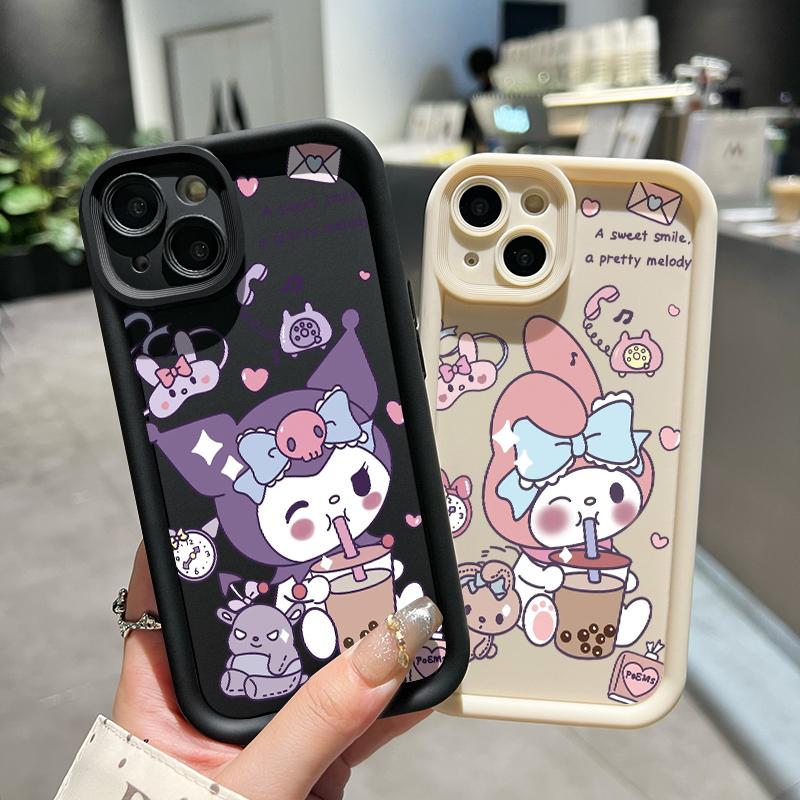 Casing Hp Untuk Samsung Galaxy A03 Case HP pola Minum teh susu kuromi melody Cesing Casing sederhana Kesing Silikon lunak Kasing baru Softcase 8