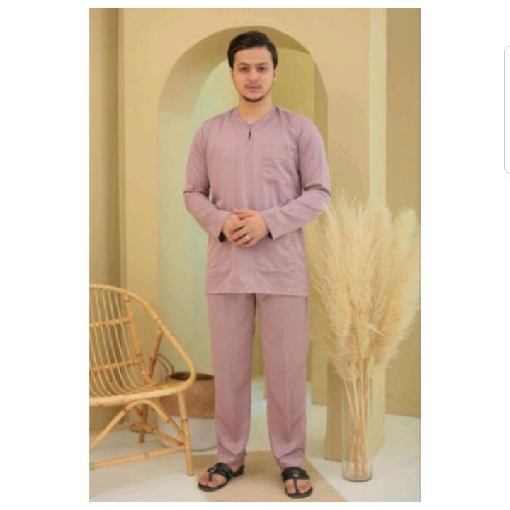 Product Introduction of Baju Melayu Teluk Belanga Comocrepe Lelaki Murah Viral Jenin Koleksi 2024 - Black - Blue 11