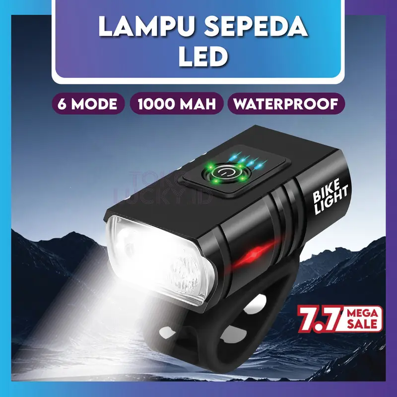 Lampu Sepeda Super Terang Depan 800Lm 1000mAh Senter LED Tahan Air USB Rechargeable 0