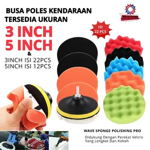 Busa Alat Poles Body Motor Mobil 12/22 Pcs 3/5 Inch 80mm Compound Wax Detailing Mengkilapkan / Polisher Machine