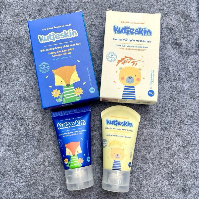 COMBO Kem dưỡng ẩm da và Kem bôi dịu da Kutieskin ngừa hăm dịu muỗi đốt cho bé hộp 30gr