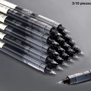 Pluma de gel de tinta negra de 0.5mm, de secado rápido, pluma líquida recta neutra, papelería para escritura para estudiantes en la escuela y oficina, suministros para exámenes