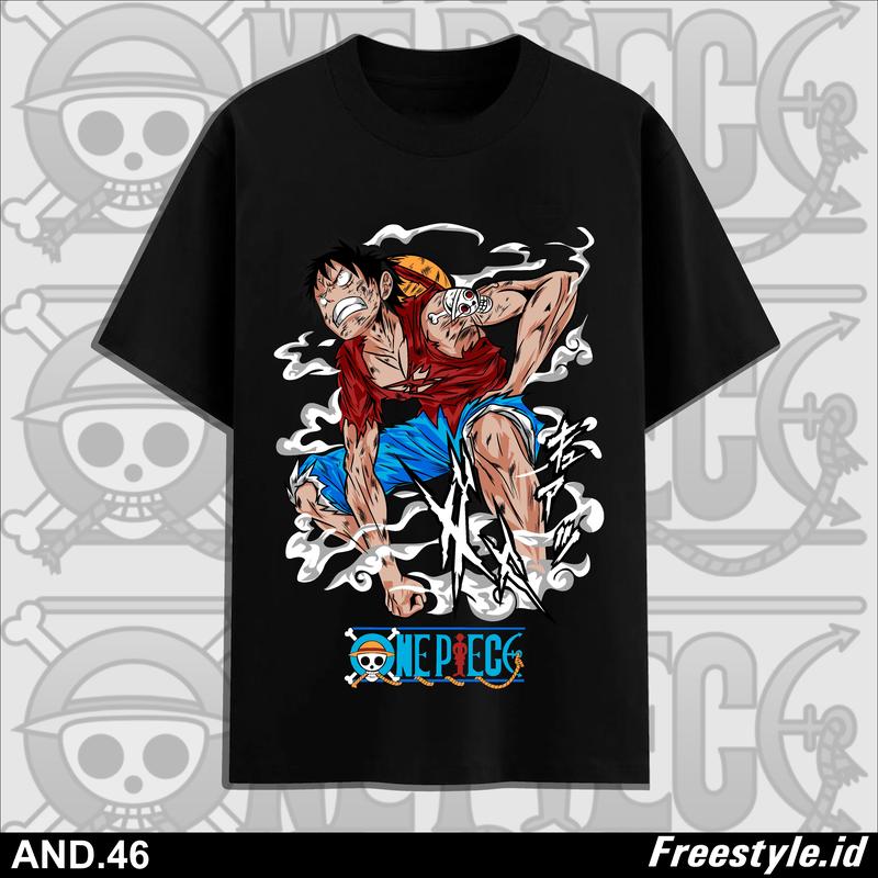 Terbaru Kaos Distro Anime One Piace Luffy D Monkey Keren - Tshirt Hitam Pria Wanita Lengan Pendek - Kaos Anime Wibu Manga One Piece Kaos Distro Pria Wanita Outdoor Cotton Combed 30s 0