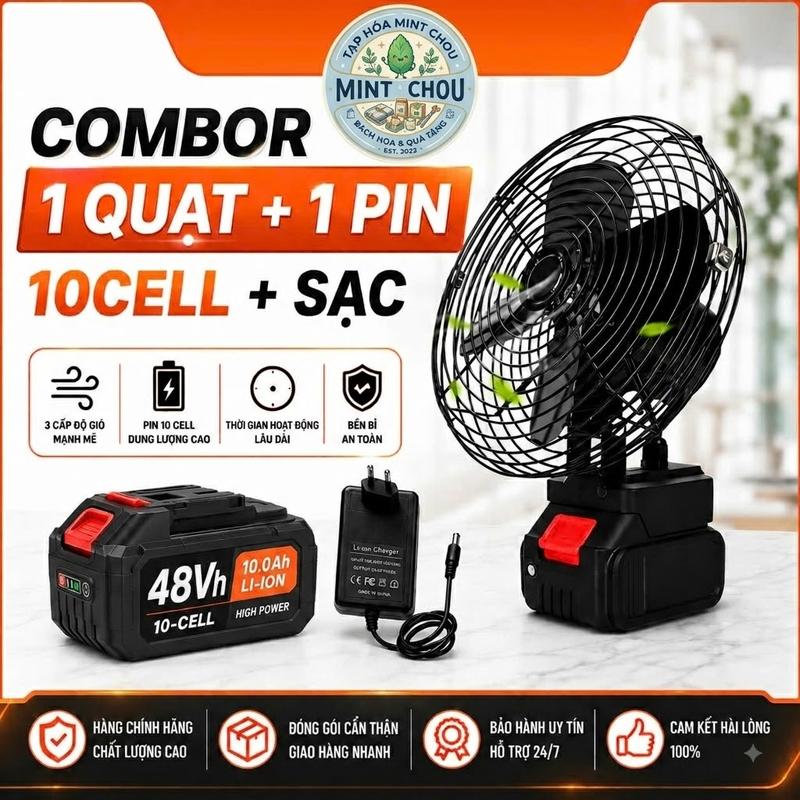 BH 12 THÁNG - Quạt Tích Điện Lồng Sắt 2 Mức Gió, Kích Thước 8 Inch, Pin 10…
