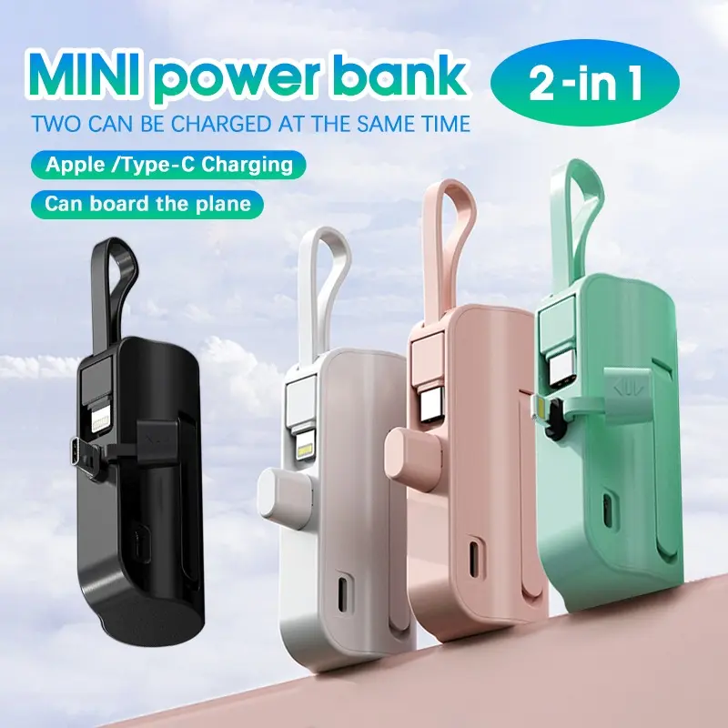[SG READY STOCK] Mini Powerbank Micro USB TypeC/IP Emergency Use Plug and Charge Wireless Portable Power Bank 5000MAH Gift