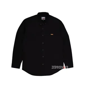 Kemaja Polos Pria Bahan Katun Cigaret Premium Warna Hitam Lengan Panjang Slimfit Baju Formal Casual adem Nyaman Tersedia Banyak Variasi Warna Distro Kain Tangan Tebal  Kerja Kantor Kerah Merah
