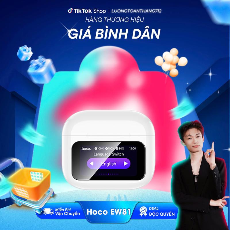 [Smartcom x Luongtoanthang] Tai nghe Bluetooth v5.4 có màn cảm ứng EW81 Hoco [Thời trang - Nhỏ gọn - Cá tính] - Nghe nhạc tuyệt vời - Nhét Tai earphone Không Dây Wireless tai  nghe