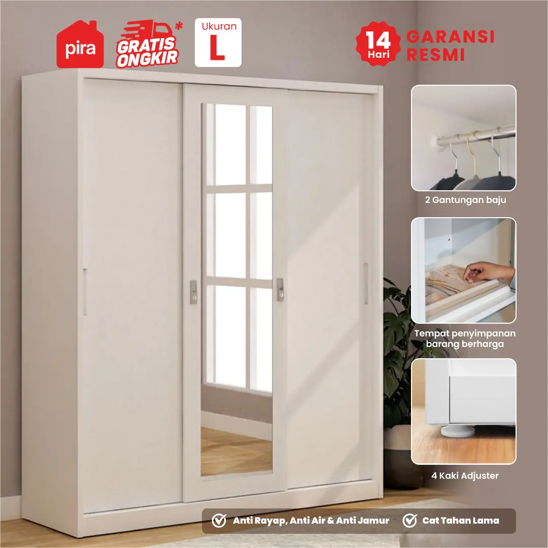 PIRA - STEEL 160 MWDSL  Lemari Pakaian Besi Sliding / Pintu Geser