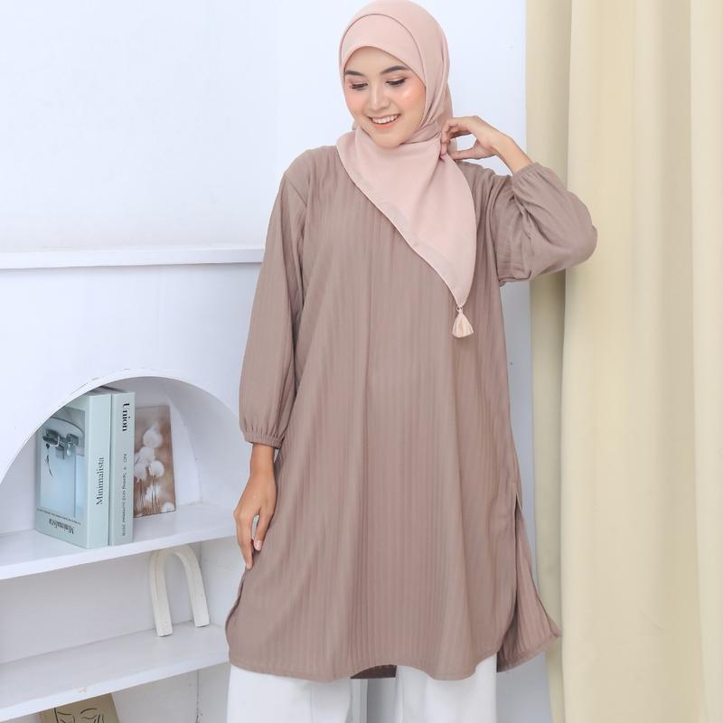 Mera tunik knit model terbaru lebaran mewah - belah samping 5