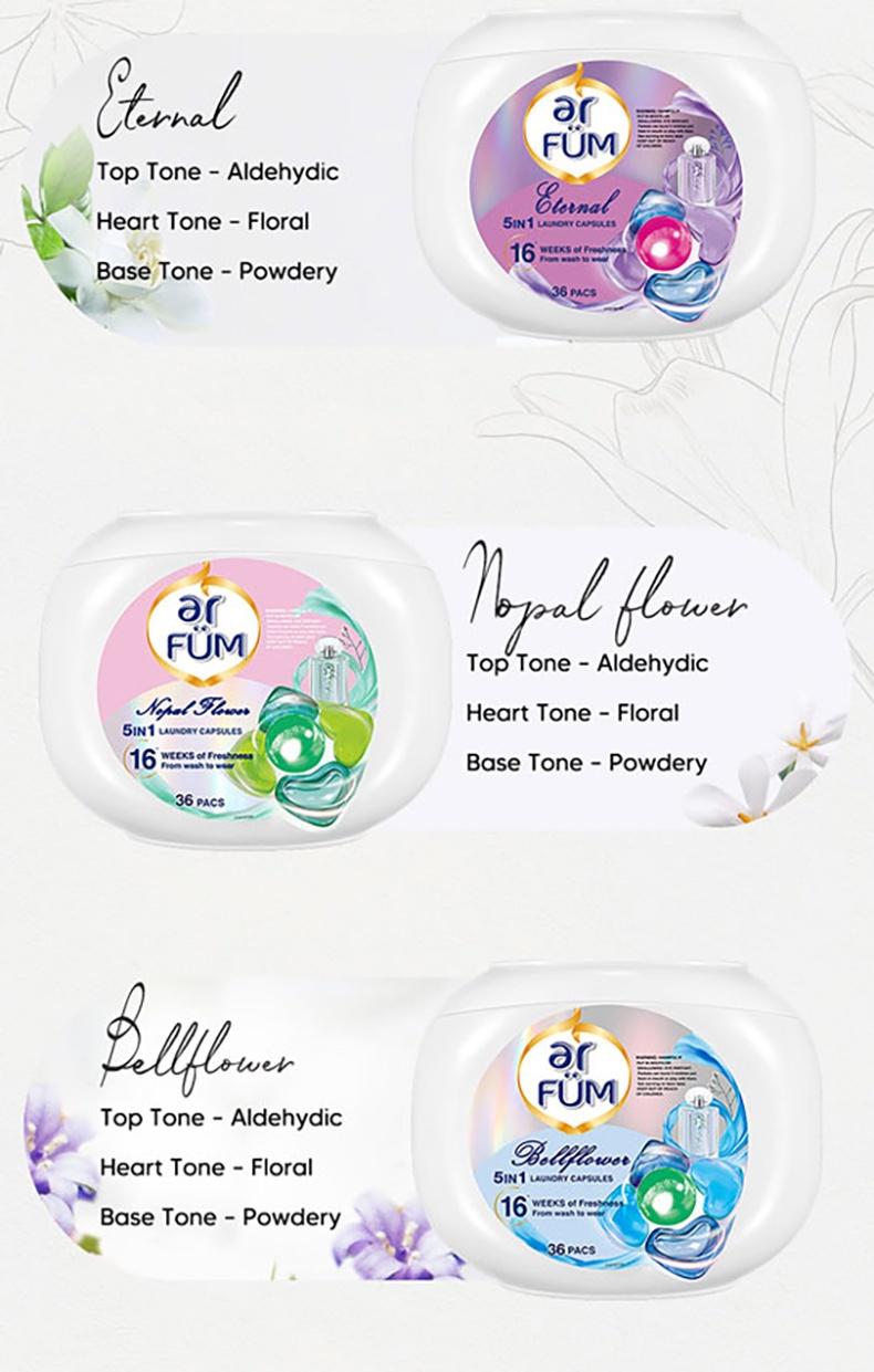 Product Introduction of ar Fum 5in1 Laundry Capsules - 42pcs x 3 Boxes 20