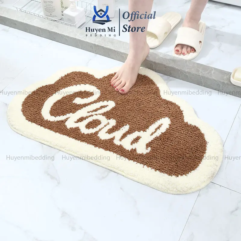 Huyen Mi Thảm Lau Chân Mặt Lông Cừu Đế Cao Su Chống Trơn Trượt 40x60cm Mẫu Kute Cao Su Giữ Bụi Hiệu Quả Thảm Lau Chân Nha Tam Chống Trơn Trượt 4