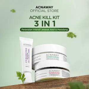 ACNAWAY Bundle 3 in 1 Acne Kill Kit – Mugwort Gel Moisturizer + Mugwort Gel Mask + Acne Treatment Cream | Facial Treatment Perawatan Wajah & Muka Berjerawat | Menenangkan Kulit Sensitif & Cooling Effect untuk Jerawat Membandel