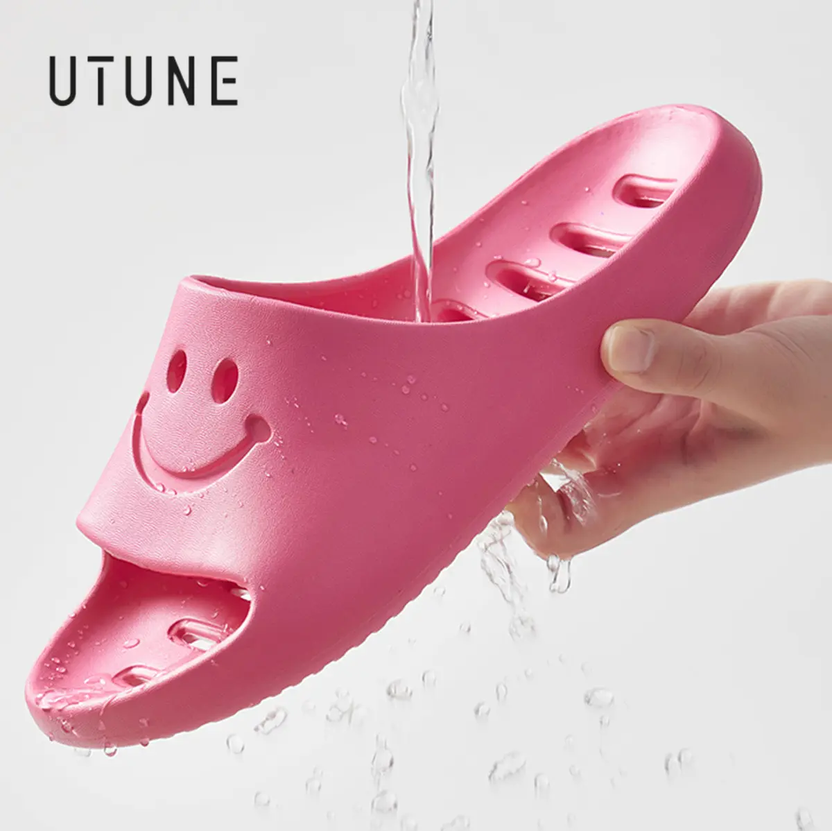 UTUNE,  Dép Lê Rò Rỉ Nước, Chất Liệu EVA, Thiết Kế Mặt Cười, Dễ Thương Và Mềm Mại, Thoải Mái, Không Trơn Trượt, Chống Mùi Hôi, Thích Hợp Sử Dụng Trong Gia Đình