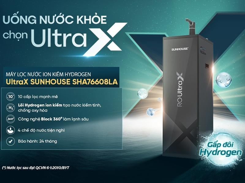 Máy lọc nước ion kiềm Hydrogen UltraX Sunhouse SHA76608LA