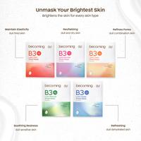 Gambar [5 BOX B3] becoming 5in1 Bundle B3 Sheet Mask All Variant | Masker Wajah with 2% Niacinamide Alpha Arbutin | Paket Perawatan Facial Mask Box | Face Mask | Glowing | B3 Sheet Mask | Mencerahkan Kulit Wajah dengan Niacinamide & Alpha Arbutin | - All Variant B3 dari becoming Indonesia Kab. Tangerang 3 Tokopedia