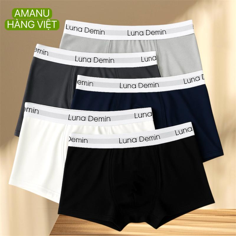 (SET 5 CHẾC LUNA CAO CẤP) QUẦN BOXER NAM LUNA DEMIN THUN LẠNH CHO NAM/ QUẦN SỊP ĐÙI QUẦN LÓT THUN LẠNH THOÁNG MÁT CHO NAM