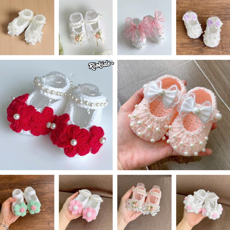 Giày len đan handmade cho bé gái sơ sinh RIOKIDS G4 G13
