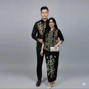 SETELAN COUPLE Pasangan Motif Bunga Congklak Set Couple Borneo Viral High Premium Quality 100% Kualitas Terbaik Bahan Katun Toyobo & Jersey Melar Kebaya