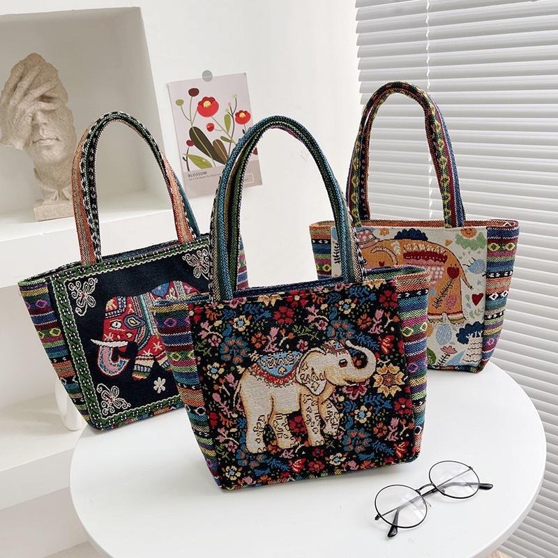 OPIOBAGS TAS TOTE MOTIF GAJAH WANITA IMPORT / TAS TOTEBAG / HANDBAG / TFW 66 5