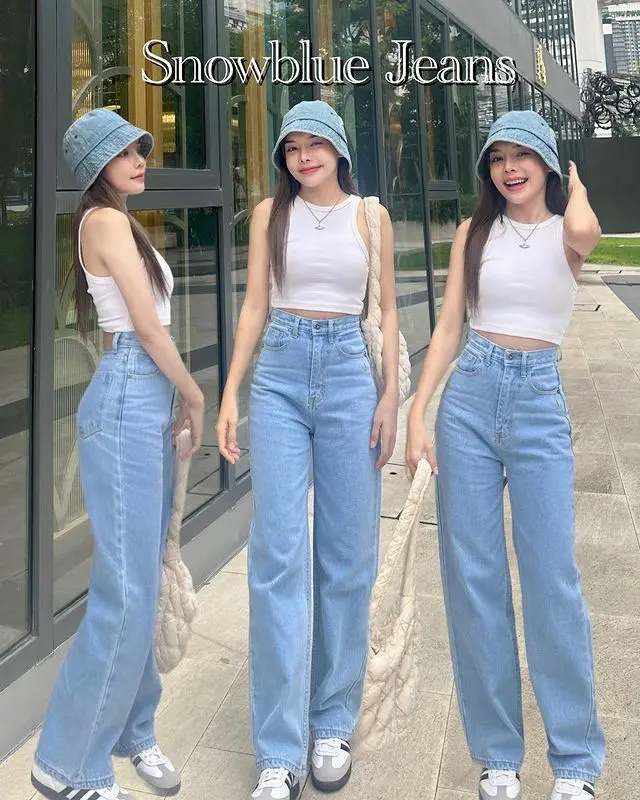 Jeans New Korean Style Highwaist Loose Murah Celana Jeans Panjang Wanita Cewek Hitam Denim ritsleting regular Cutbray