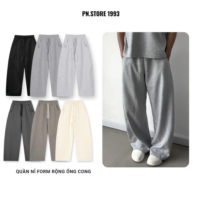    5 Mầu Mới   PN.STORE 1993 Quần Nỉ 2 Da Form Rộng Ống Cong Unisex Chất Liệu Mềm Mịn Không Bai Xù Thoải Mái Khi Mặc QD01 
