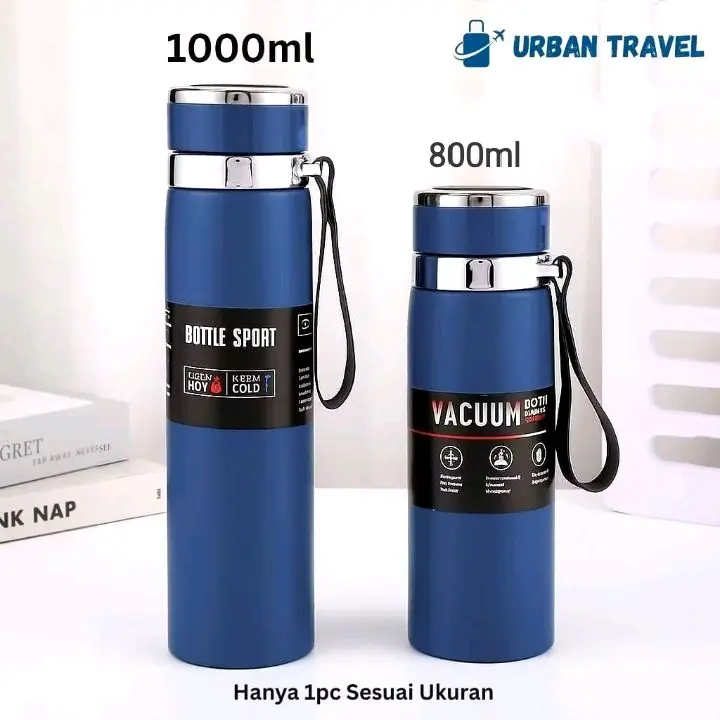 Termos Sport Premium 800ml & 1000ml Botol Minum Tumbler Stainless Portable Tahan Panas Dingin Vacuum untuk Aktivitas Sehari-hari