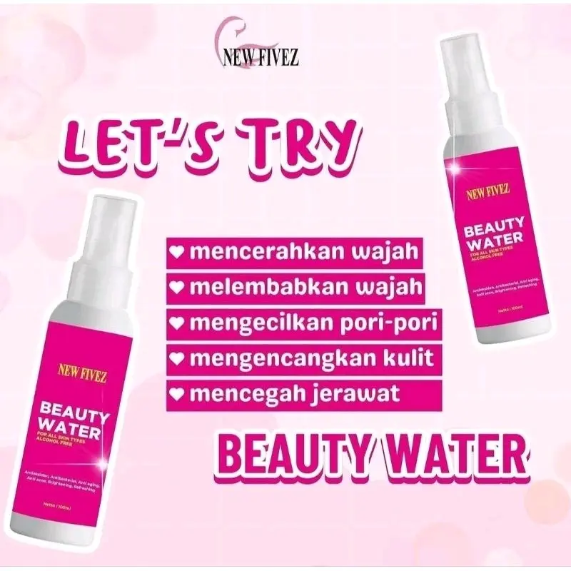 Newfivez Strong Water For All Skin Types Alcohol Free Face Mist Spay melembabkan , mencerahkan , mengontrol minyak diwajah Perawatan Kusam 3