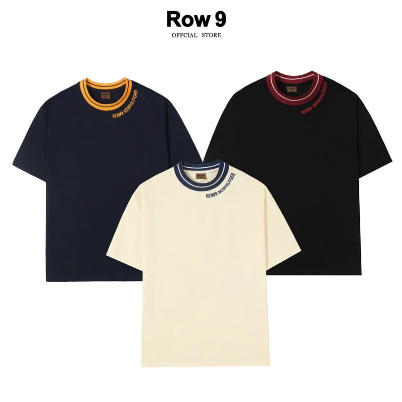 Áo Thun Nam Nữ hai màu cổ Dệt Cotton Mềm 2 Chiều 250 gsm , thương hiệu Row9 mã hàng APR-018