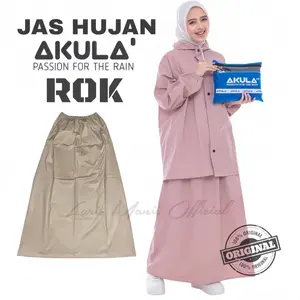 AKULA Jas Hujan Rok Wanita Muslimah Terbaik Anti Rembes Bahan PVC Tebal