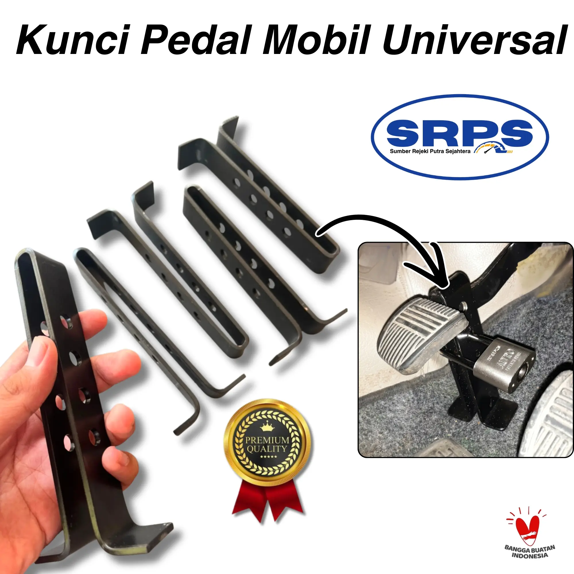 Kunci Pedal Mobil Universal Besi Tebal Pengaman Ganda Kopling Rem Mobil