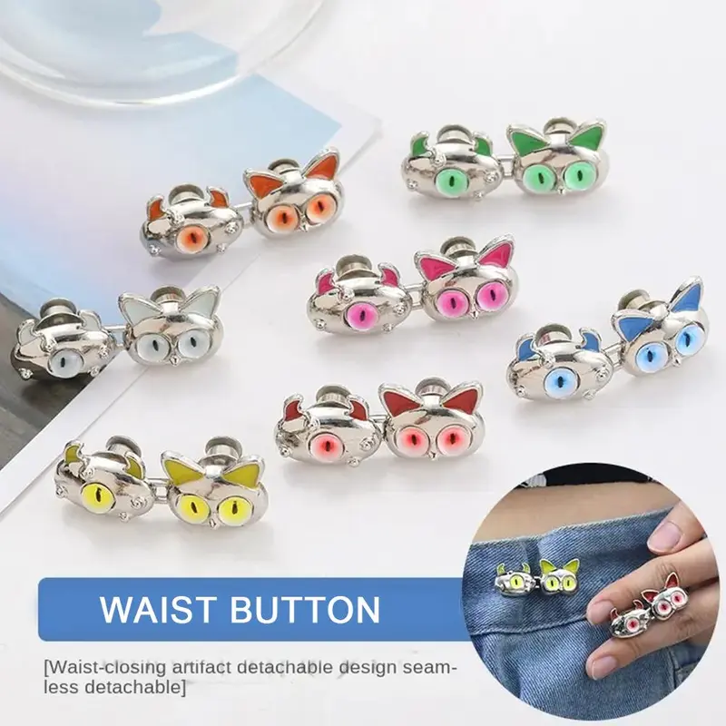 Nút Điều Chỉnh Eo Vô Hình, 1 Đôi, Nút Kim Loại, Khóa Quần Jean Có Thể Tháo Rời 3