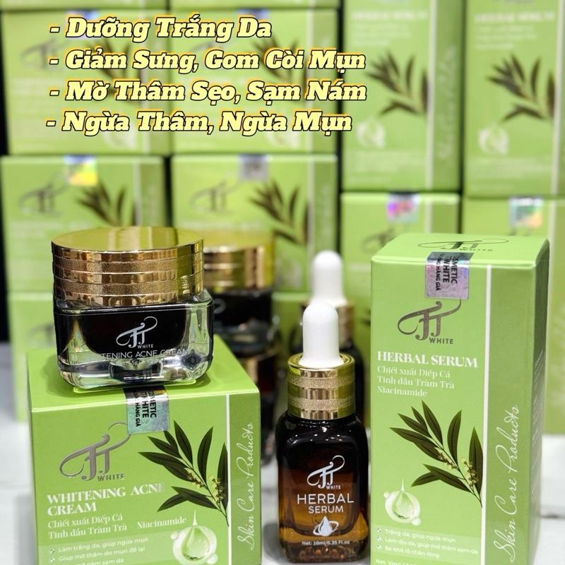 Combo Trắng Da Giảm Mụn 1 Serum + 1 Kem Face Chiết Xuất Diếp Cá Tinh Dầu Tràm Trà Niacinamide - Giảm Viêm Sưng Dưỡng Trắng Da