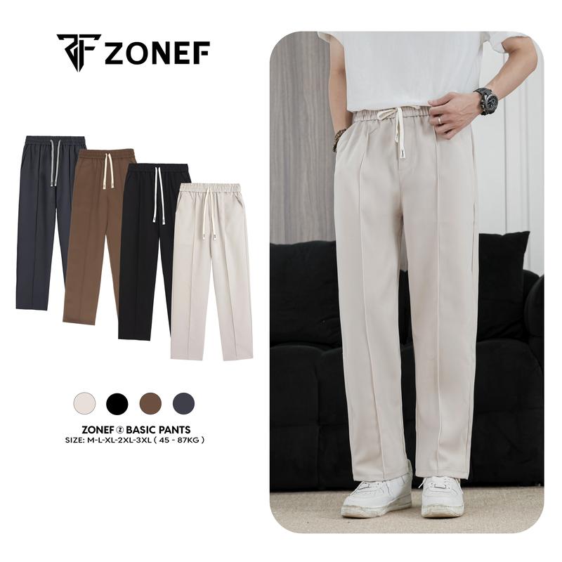 Quần Âu Ống Rộng Dáng Suông Cạp Chun Nam Nữ- Quần Âu Cạp Chun Menswear Pants Ong Cargo Đen Màu Đen