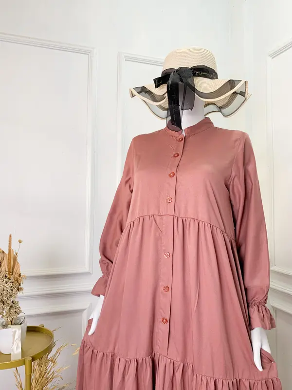 DRESS MEDINA POLOS BAHAN RAYON TWIL PREMIUM BY SHAFIRA/GAMIS/BAJU WANITA DEWASA Muslim Twill Mewah Midi Maxi 8