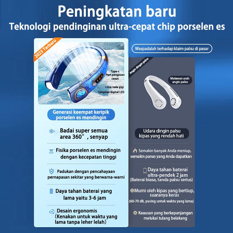 Product Introduction of 2024 Kipas Angin Gantung Leher Portable USB 20000mAh 5-Speed Wind Tanpa Baling Baling Neck Fan 20