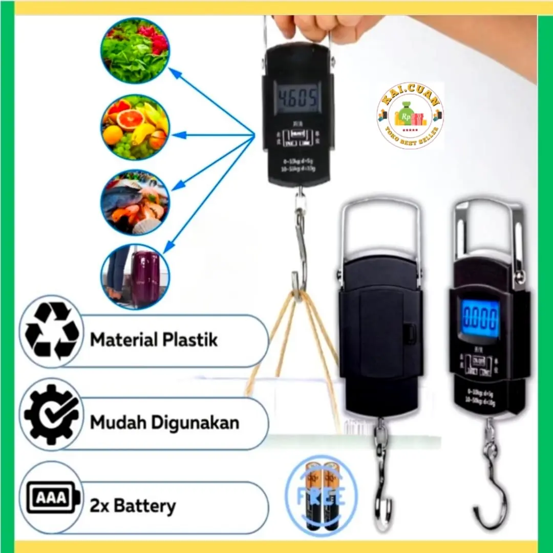 (KAI)Timbangan Gantung Digital Portabel 10kg-50kg Electronic Fishing Scale LCD Display WH-A08