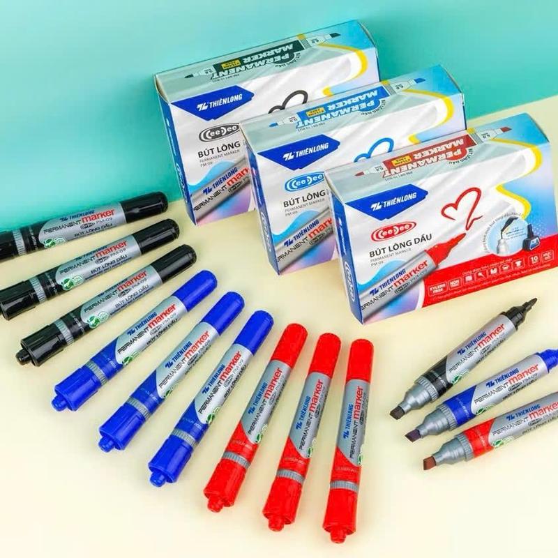 Combo 10 Bút Lông Dầu TL PM-09 2 Đầu ,Mực Đậm Khô Nhanh, Viết Trên Nhiều Chất Liệu (Đỏ/Xanh/Đen)