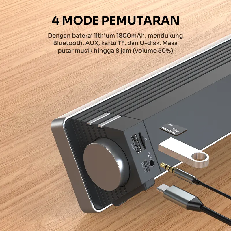 Robot RB680 RGB Lightshow Bluetooth Soundbar Speaker 10W Dual Channel Stereo 4 Speaker USB Micro SD Card Aux 3.5mm- BISA COD Speaker Wireless Bass 3