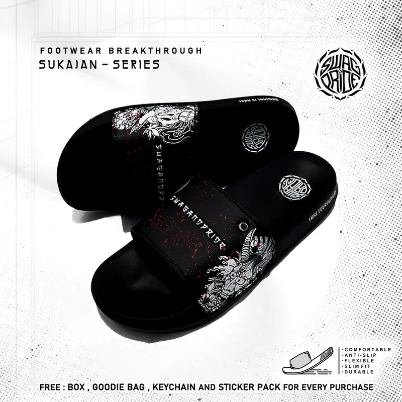 Sendal Sukajan Japan Series - Sandal Slip On Pria - Slippers Pria - Selop Slide Karet SWAG AND PRIDE 1