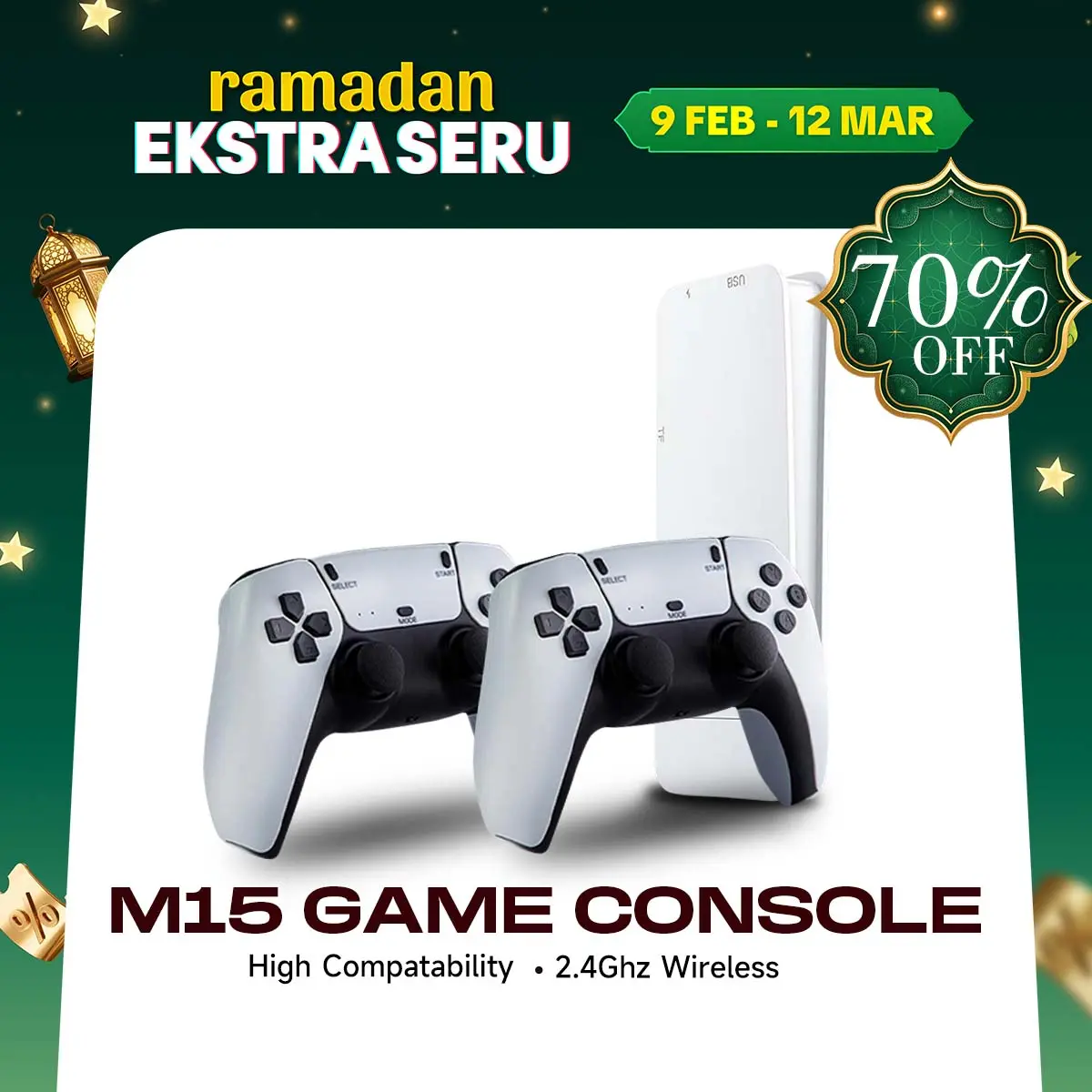 M15 Game stick 4K+3D/Gaming PSP PS1/Permainan Konsol Video 64G Bawaan 30000 Game Konsol Game Genggam Retro Stik Game Pengendali Nirkabel
