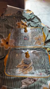Product Review of Set Nampan dan Tutup Roti Emas Mewah Aesthetic - Wadah Saji Kotak Roti dan Kue Tempat Penyimpanan Tatakan Kue Tempat Saji Plastik Estetik from A**a 1
