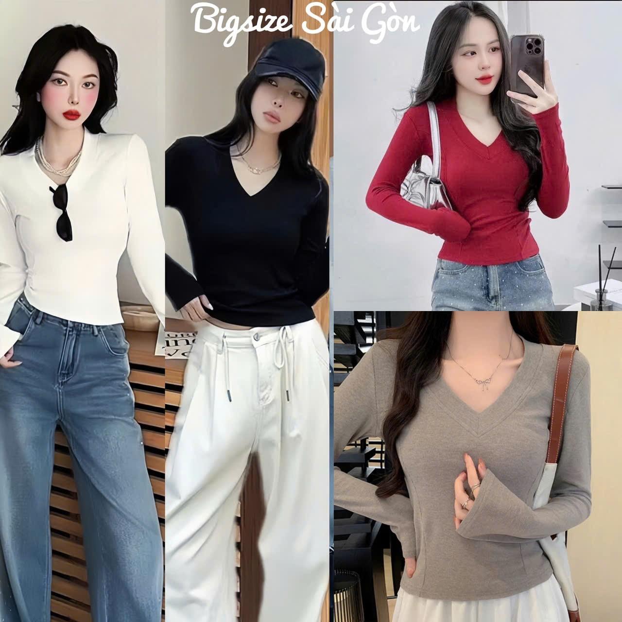 Áo Thun Nữ Tay Dài Phối Tim Tiểu Thư Thanh Lịch Vải Thun Tăm Cao Cấp 45- 90Kg Bigsize Dễ Thương Top Nữ Women - B.1573