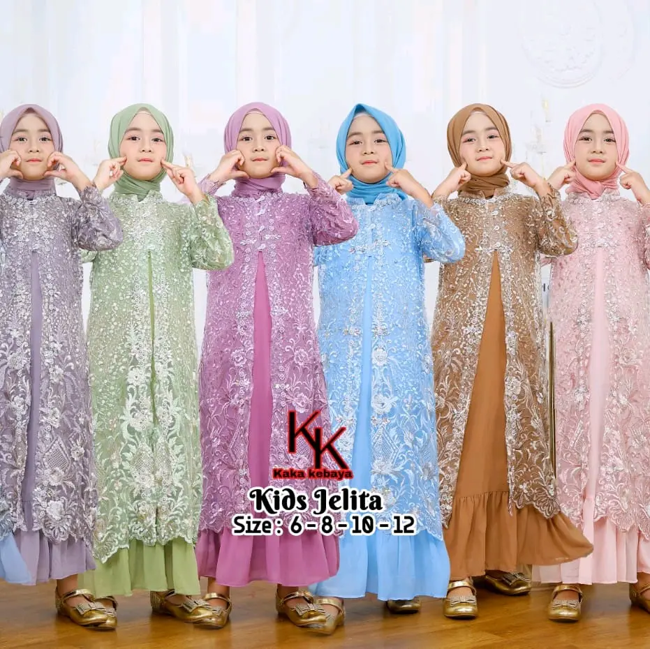 GAMIS JELITA KIDS/KIDS DRES ANAK 7-12 TAHUN GAMIS ANAK KEKINIAN DRES Muslim Dress Ceruty Baju Lebaran Cewek Remaja