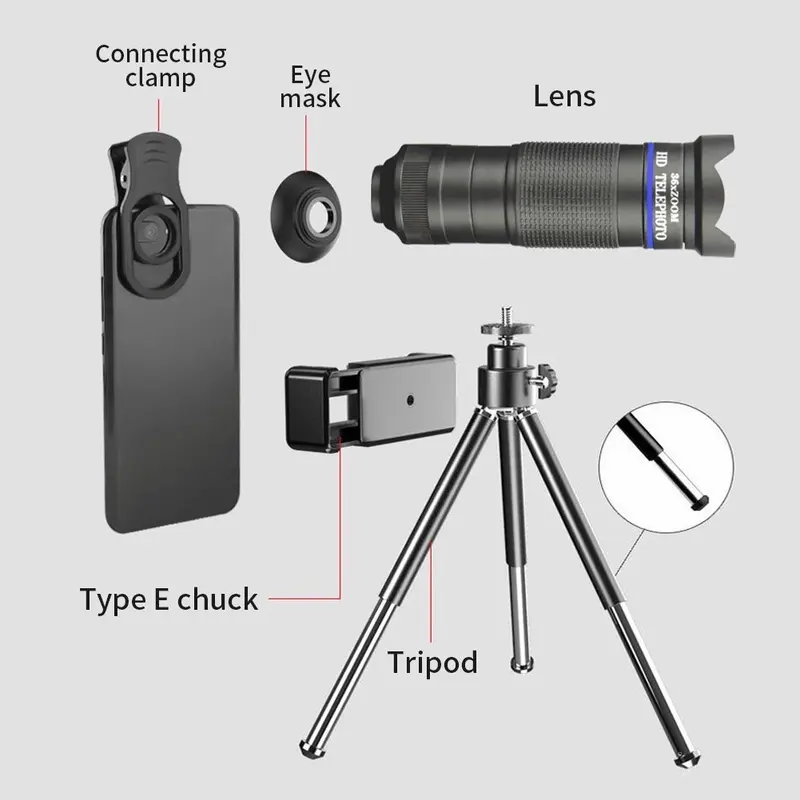 Lensa Apexel 36X Lensa Tele Zoom HP Lensa Apexel 36x Original Telezoom Universal Bermata HD Ponsel Camera Optik Dengan Tripod 6