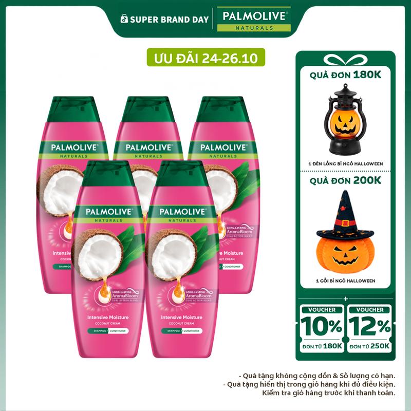 Bộ 5 Dầu gội Palmolive kèm dầu xả chiết xuất thiên nhiên chăm sóc tóc và dưỡng tóc bồng bềnh 180ml phù hợp cho Nữ và nam
