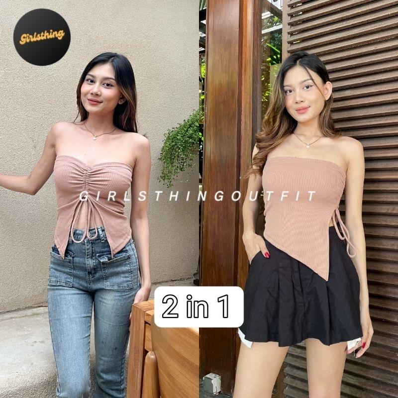 Tanktop - CLAIRE - Tube Serut - 2 In 1 Model - Summer Outfit - Atasan Wanita - Fashion Wanita 2