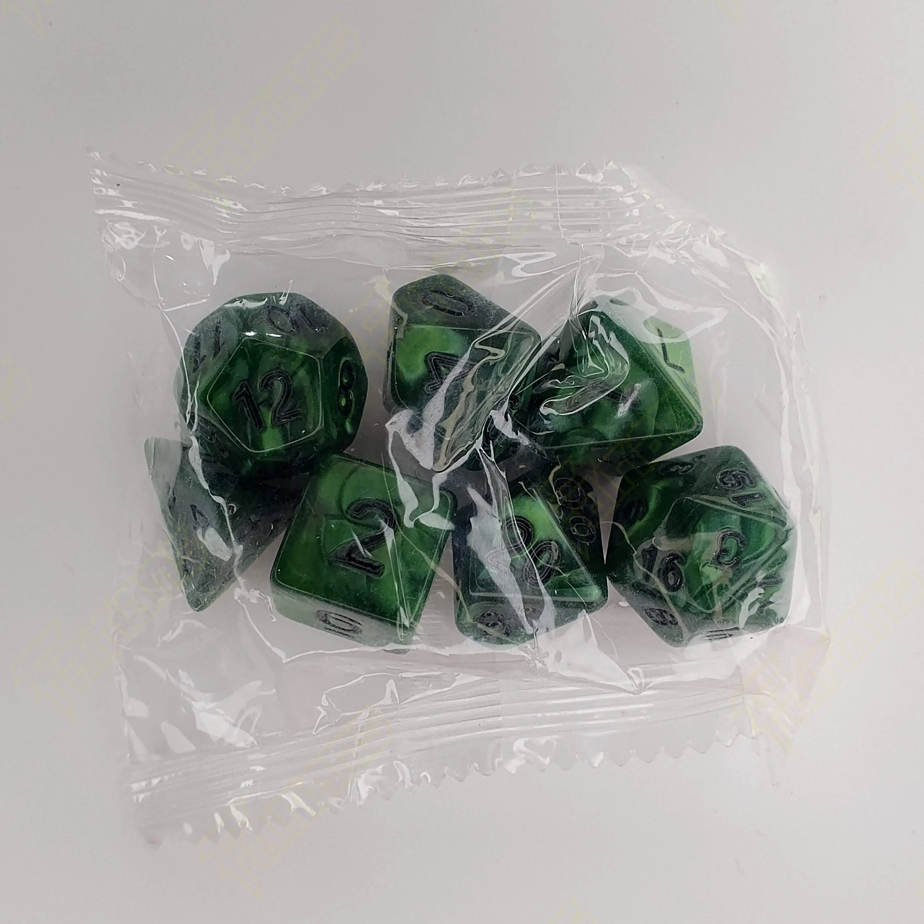 Dadu/Dice DND Polyhedral set isi 7 (Jade Green with Black Text)